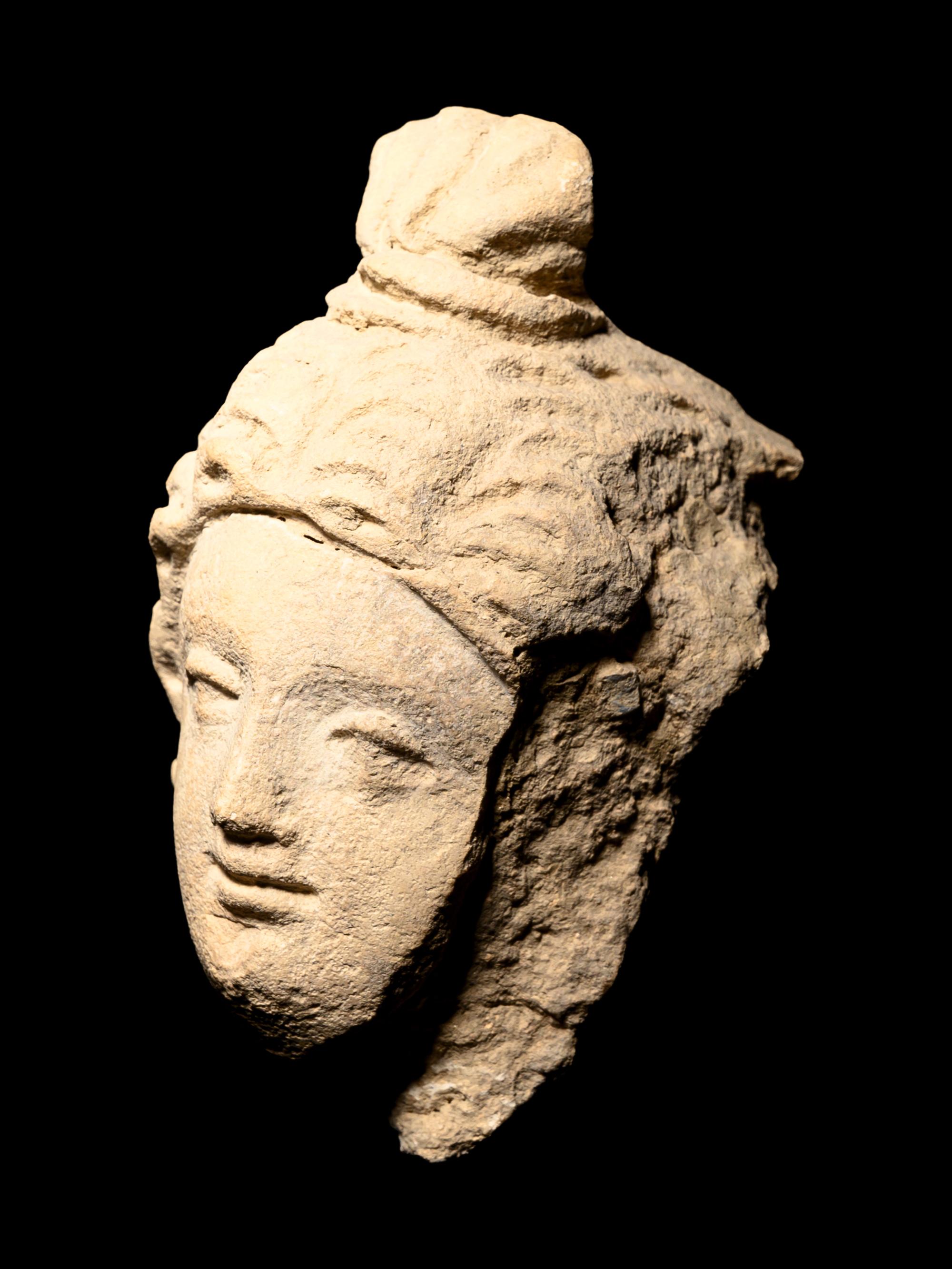 Four Gandharan Stucco Fragmented Heads