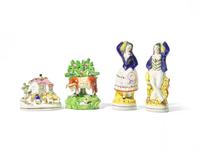 A Group of Four Staffordshire Figures or Figural Groups
