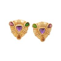 MULTIGEM AND YELLOW GOLD CLIP EARRINGS