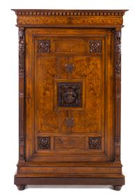 A Neoclassical Painted Armoire, Height 69 x width 43 3/4 x depth 22 3/4 inches.