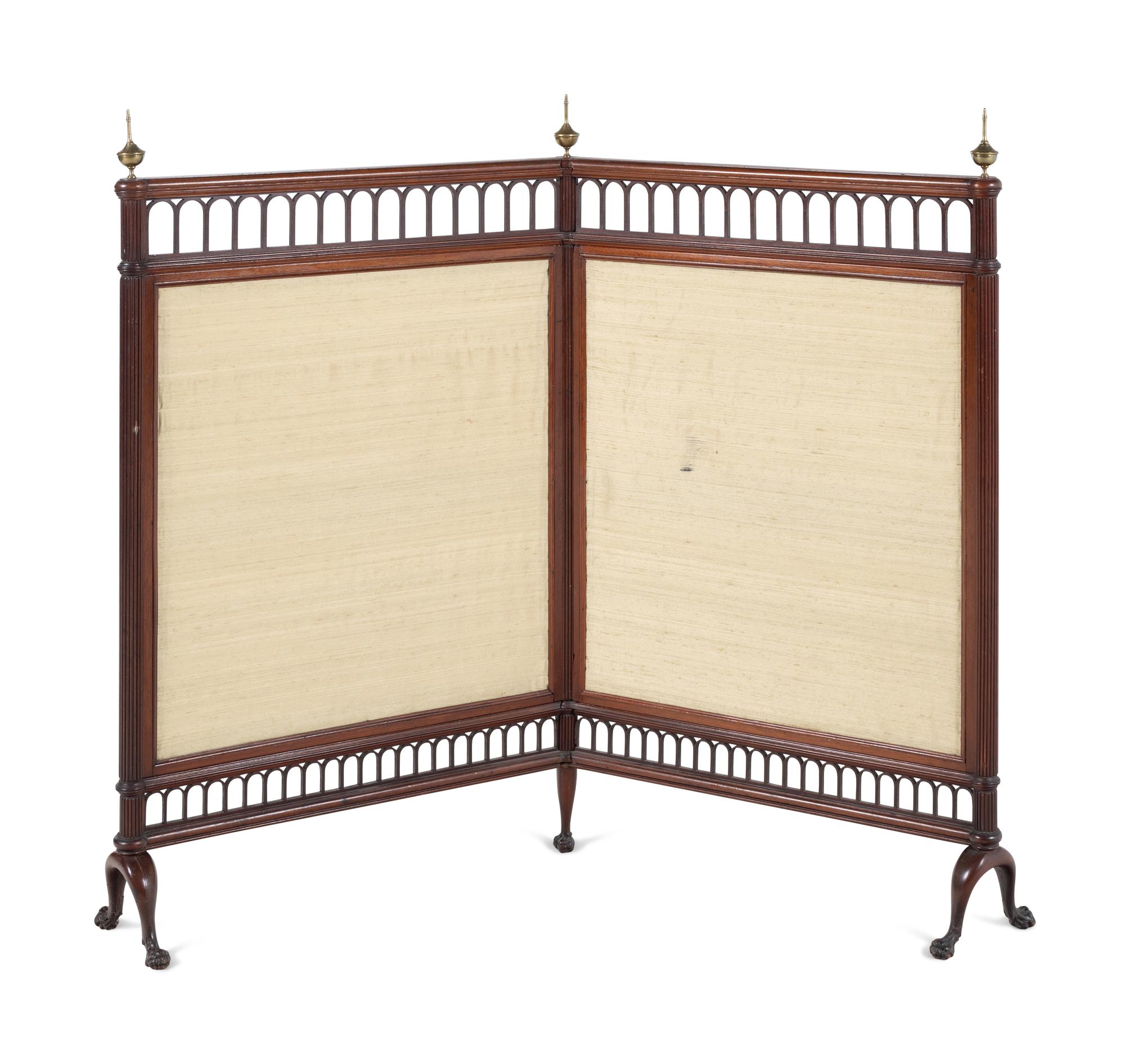 A George III Mahogany Two-Panel Firescreen