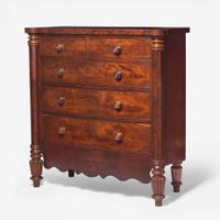 A Classical figured mahogany bowfront chest of drawers, circa 1830