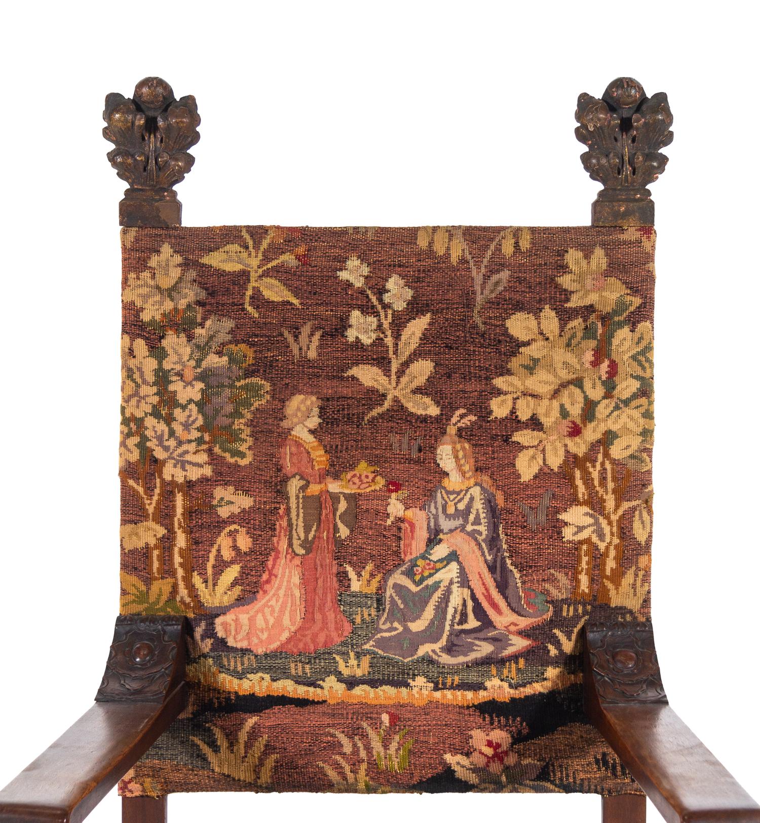 A Spanish Baroque Style Walnut Armchair