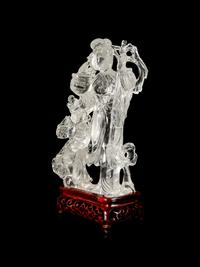 A Chinese Carved Rock Crystal Figural Group