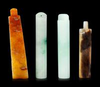 Four Jade and Jadeite Lingguan Pendants