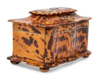 A Regency Tortoiseshell Veneered Tea Caddy
