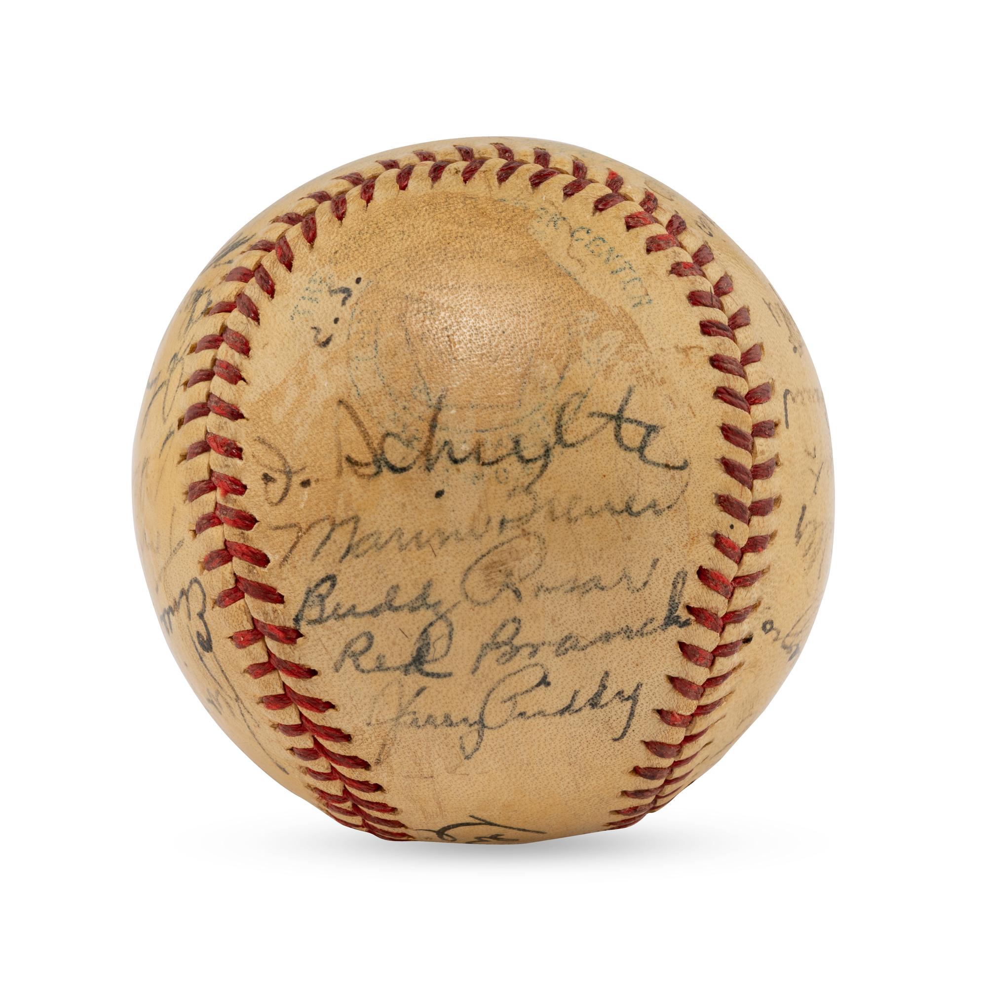 A 1941 World Series Champions New York Yankees Team Signed Autograph Baseball Featuring Joe DiMaggio (Beckett Authentication Services Letter of Authenticity)