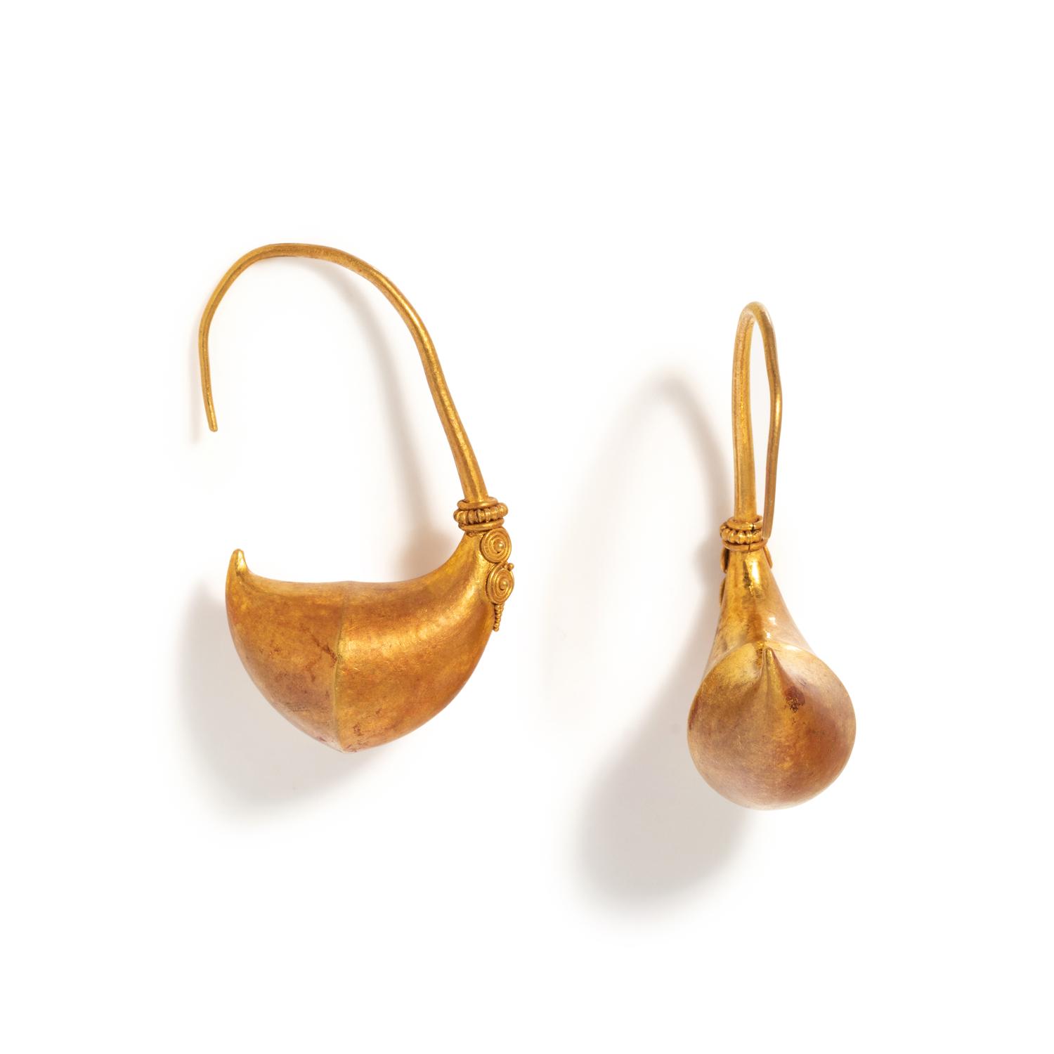 A Pair of Greek Boat-Shaped Earrings