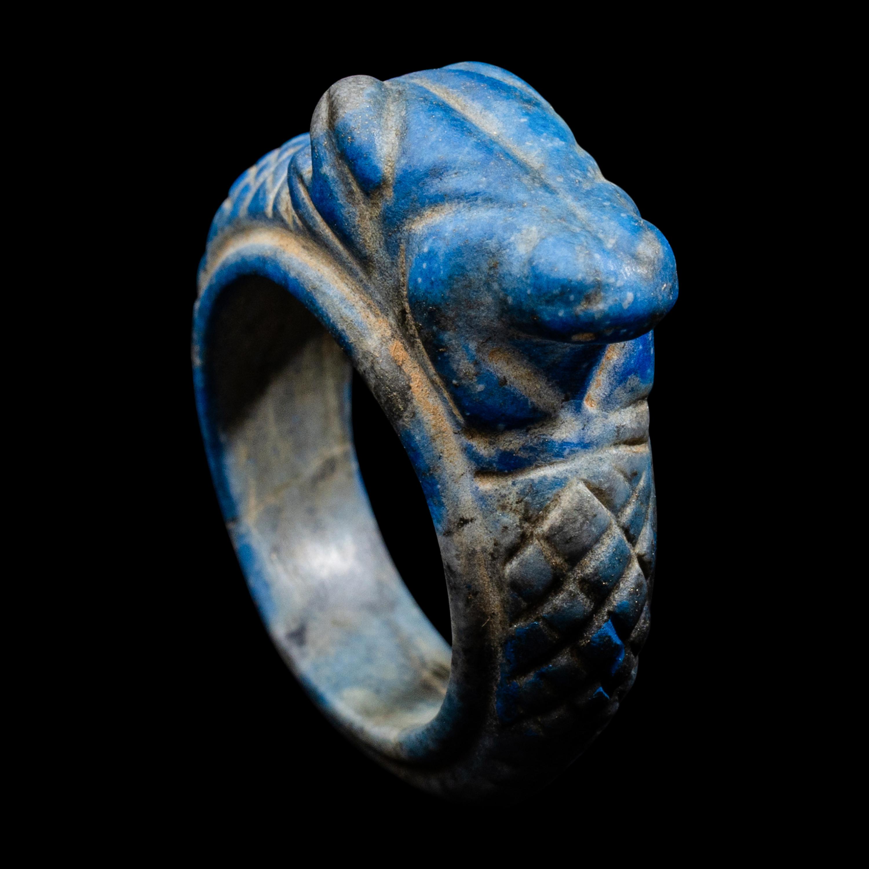 An Egyptian Lapis Lazuli Frog Ring