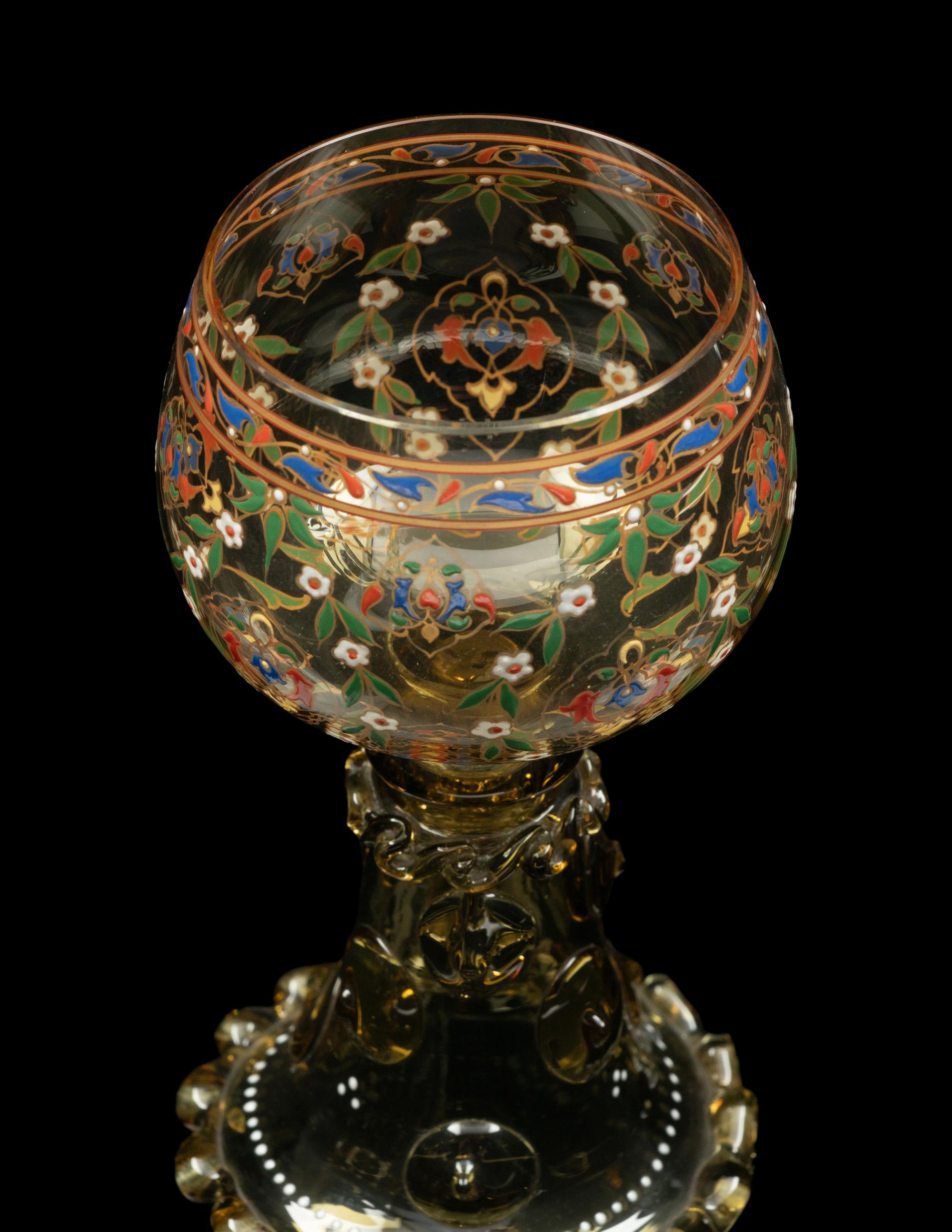 A Set of Twelve Continental Enameled Glass Roemers