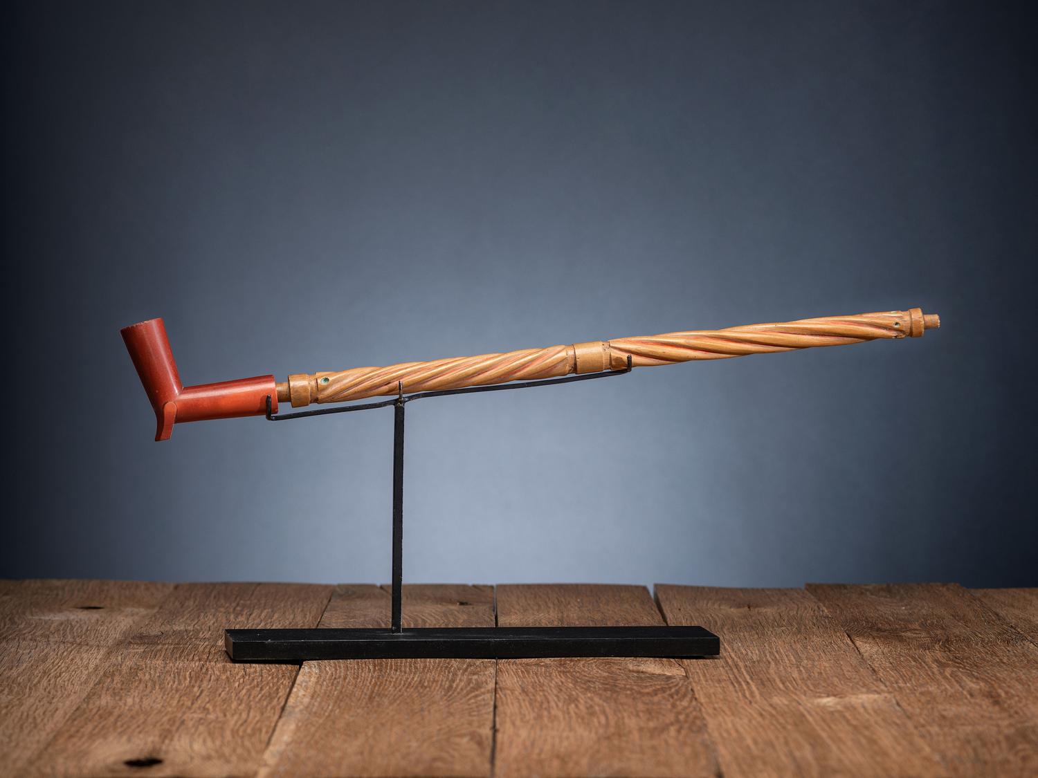 Plains Polychrome Twisted Wood Stem, with Catlinite Bowl