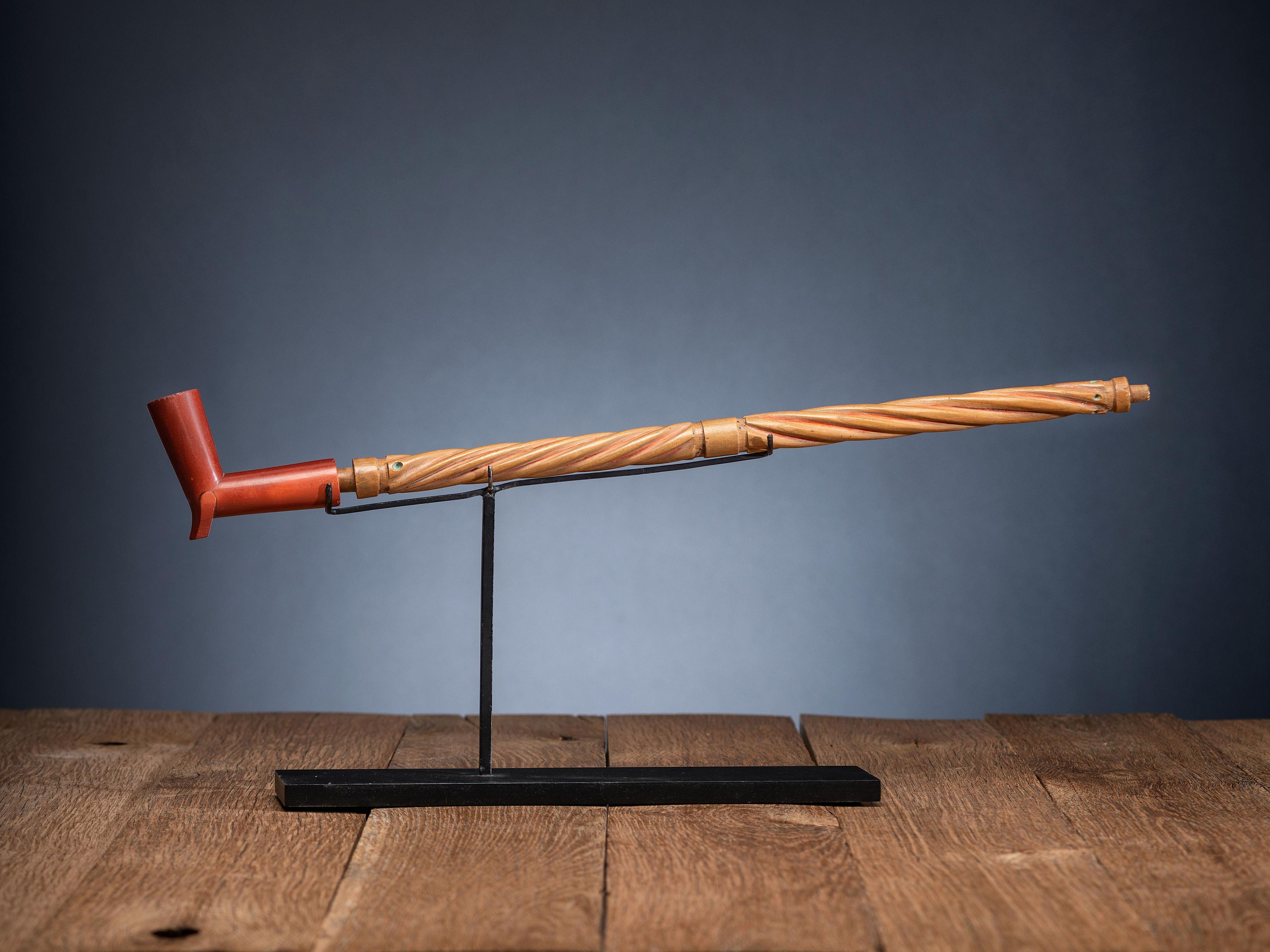 Plains Polychrome Twisted Wood Stem, with Catlinite Bowl