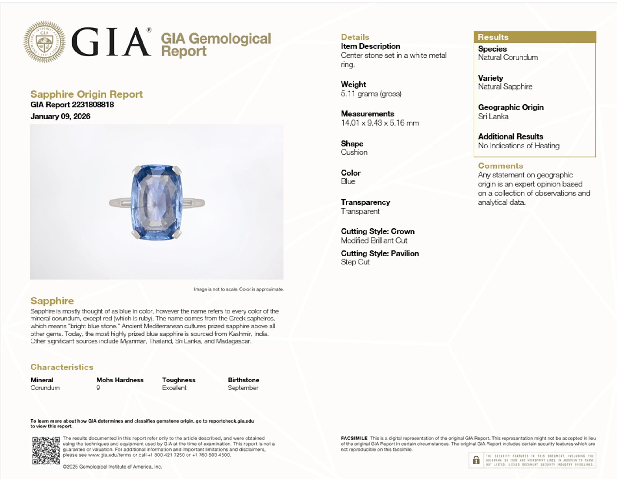 Ceylon Sapphire and Diamond Ring