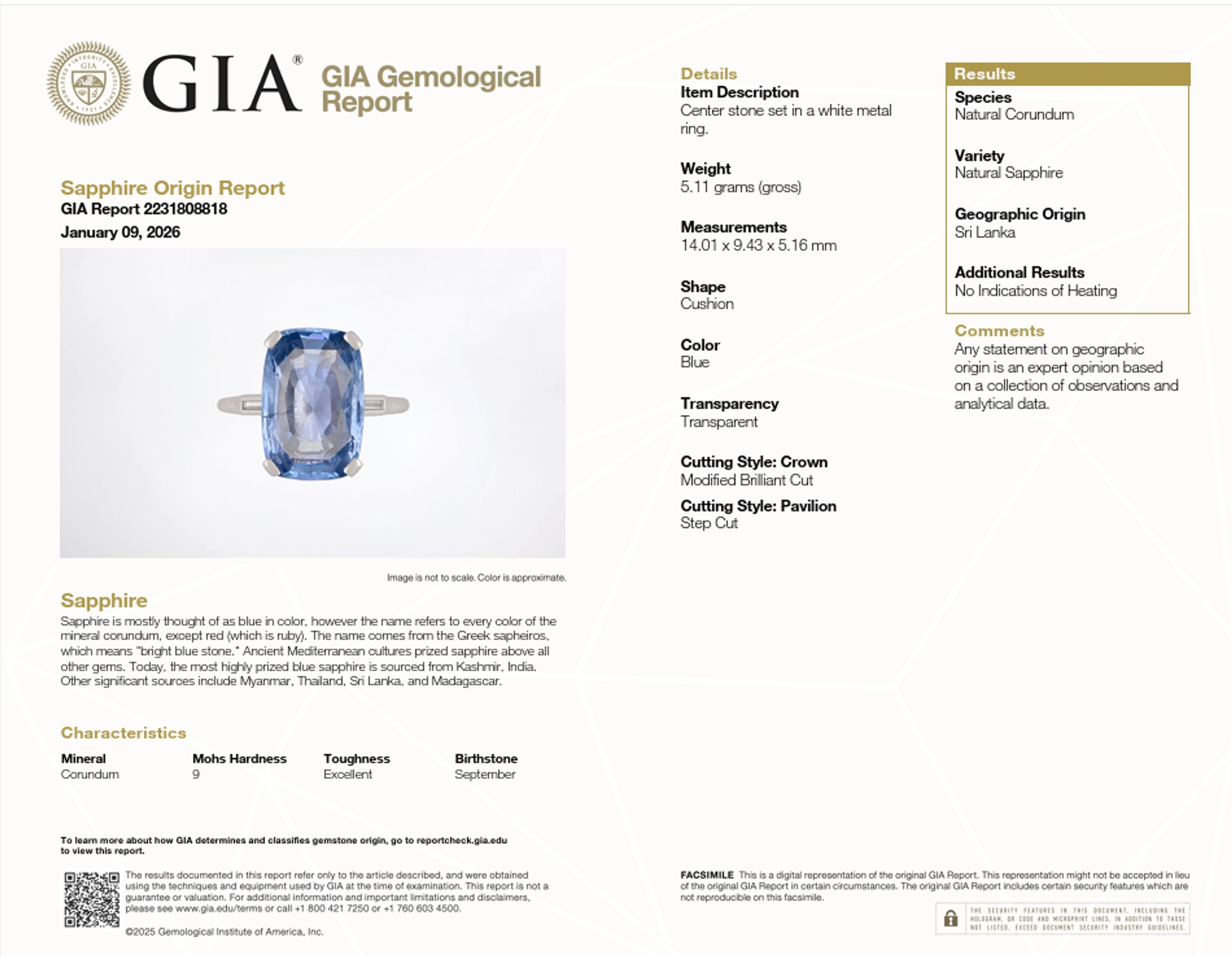 Ceylon Sapphire and Diamond Ring