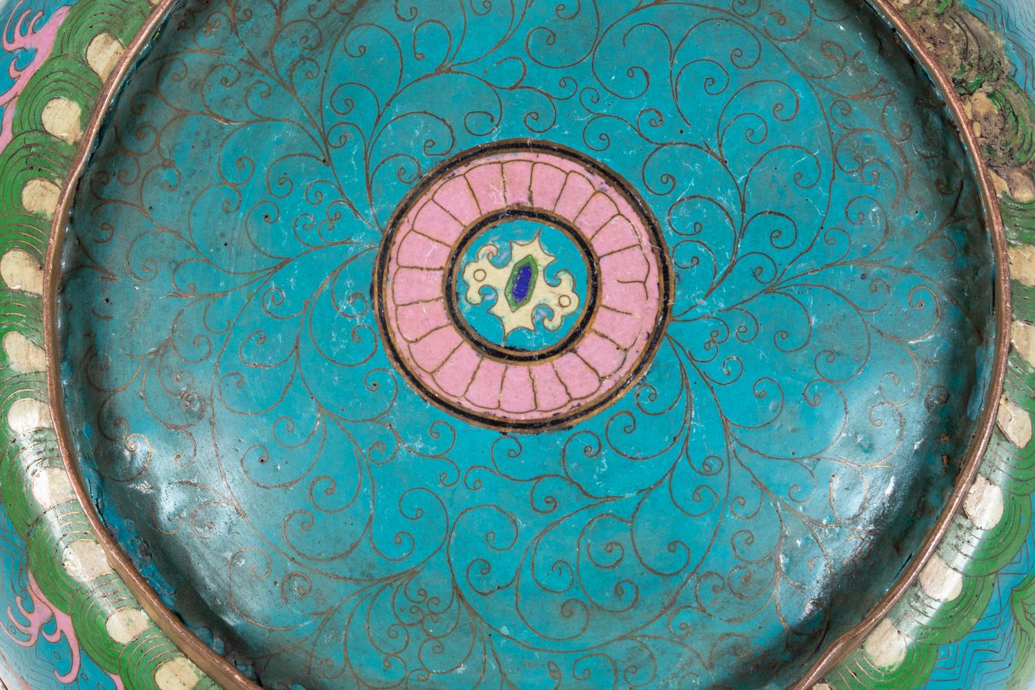 A Pair of Chinese Cloisonné Fish Bowls and Stands