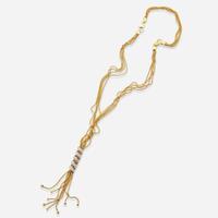 An 18K Yellow Gold and Diamond Tassel Necklace