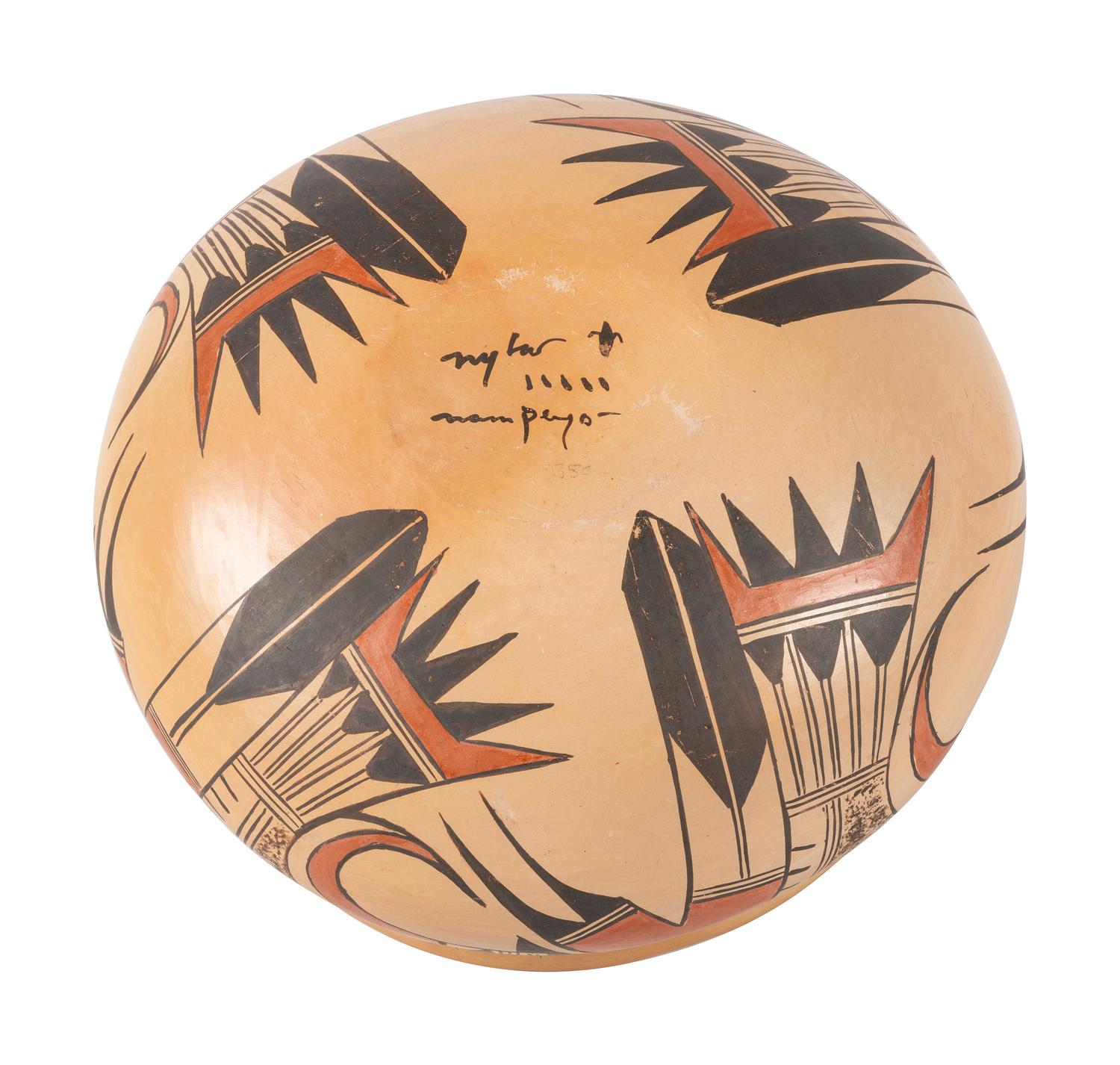 Polychrome Pottery Bowl, with Flared Rim