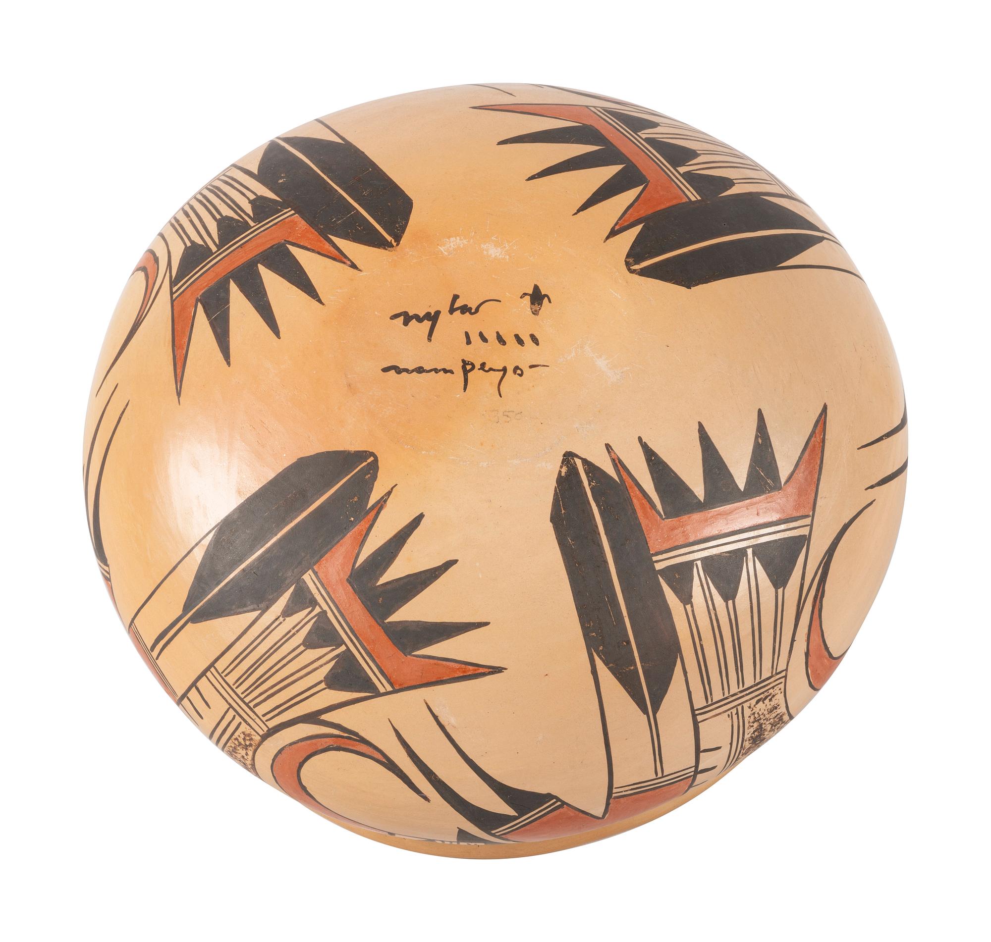 Polychrome Pottery Bowl, with Flared Rim