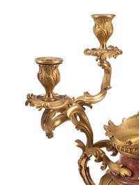 A Pair of French Gilt Bronze and Marble Candelabra