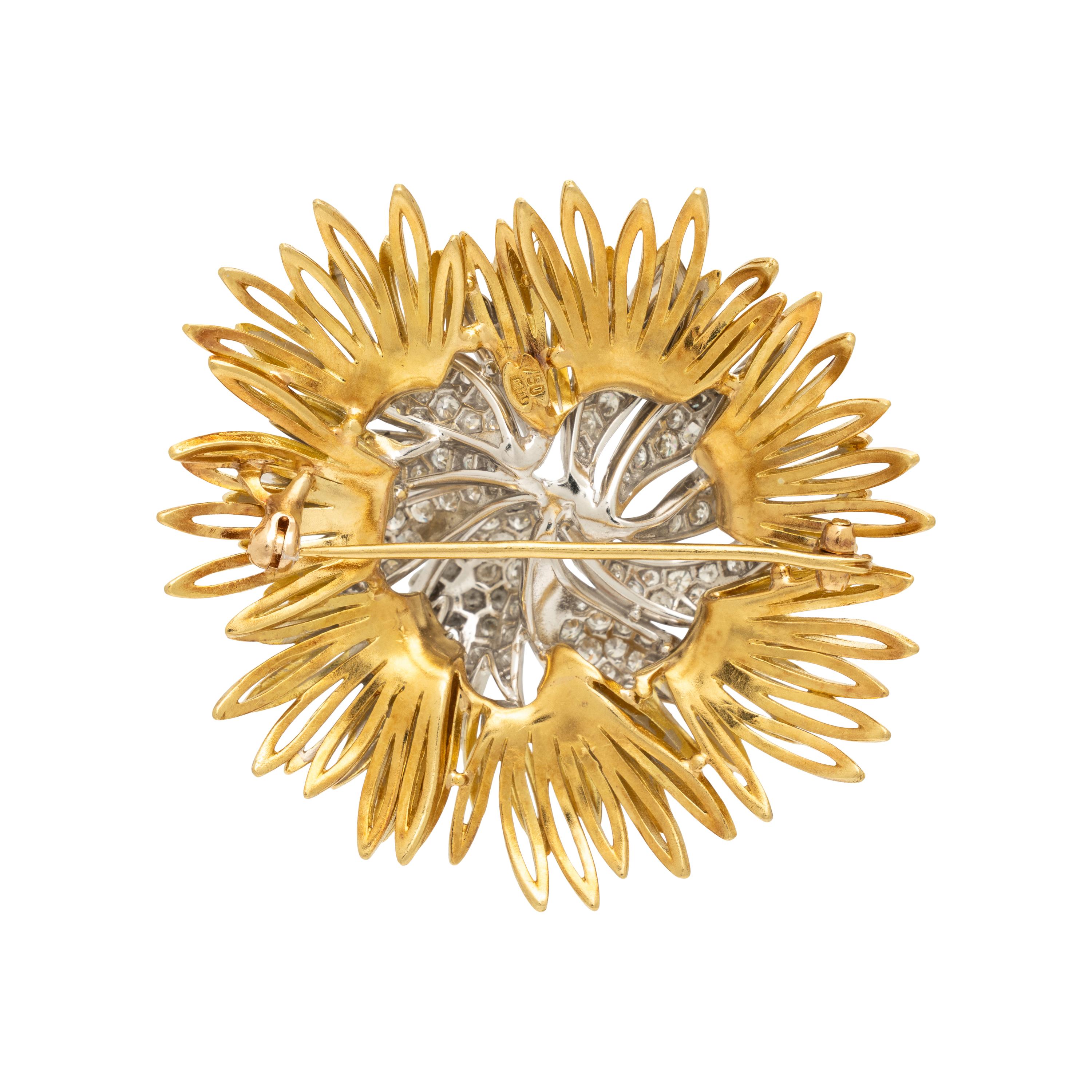 Bicolor Gold and Diamond Brooch