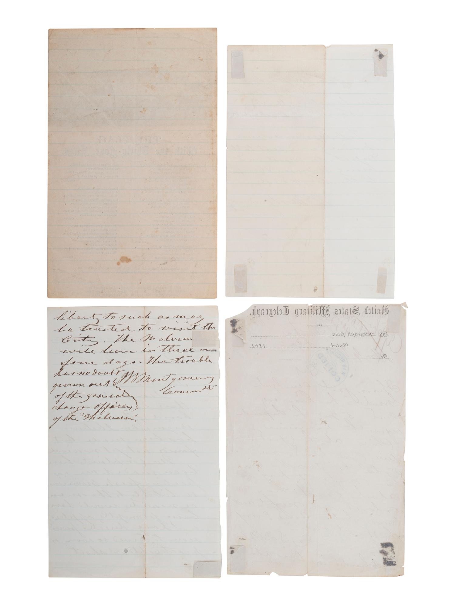 [CIVIL WAR]. A large group of Civil War-date USN correspondence and ephemera, comprising:
