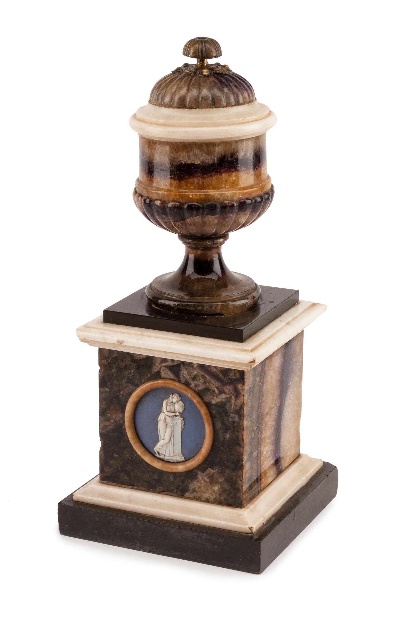 An English Blue John Urn Height 13 1/4 inches. — 19TH CENTURY