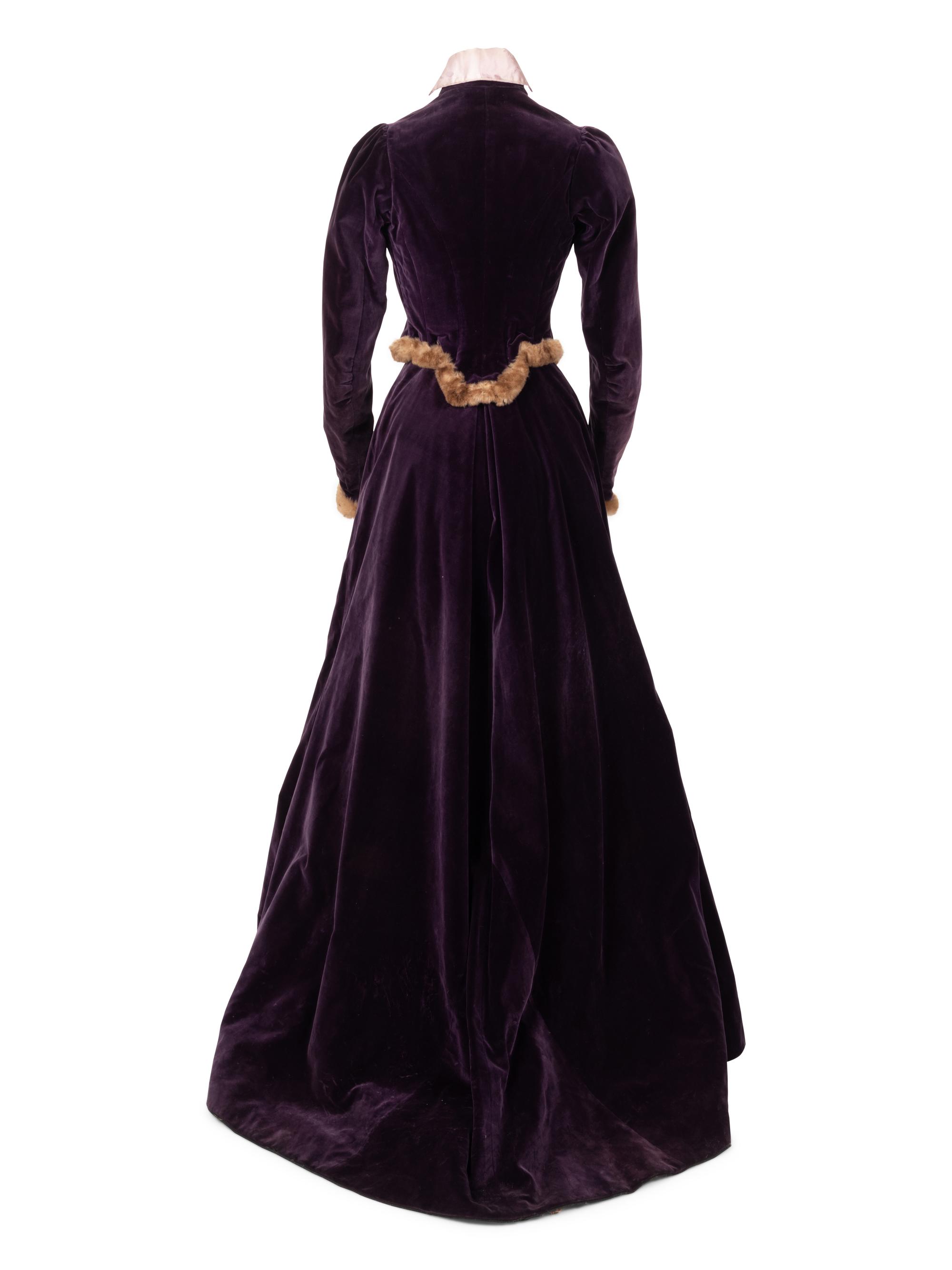 Silk Velvet Two-Piece Dress Ensemble Trimmed with Fur, 1900