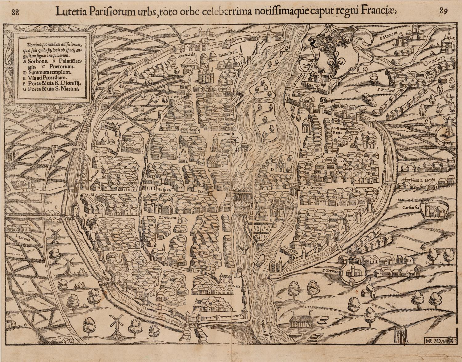 [MAP]. MUNSTER, Sebastian (1488-1552). Lutetia Parisiorum urbs, toto orbe celeberrima notissimaque caput regni Franciae . Basle, ca 1552.