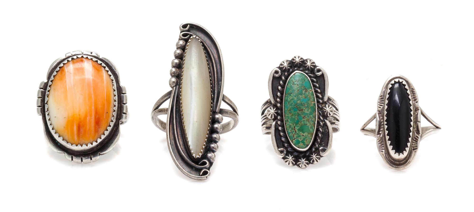 A Collection of Silver Multigem Rings, 16.50 dwts.