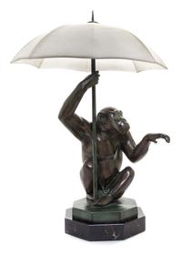 A French Bronze Figural Table Lamp Height overall 17 inches.