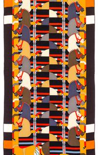 An Hermes Silk and Cashmere Shawl, 68" x 24".