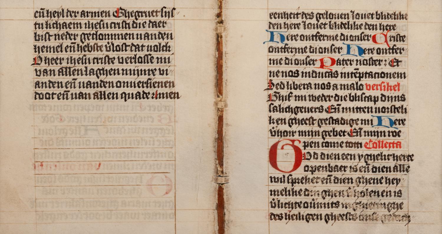 [MANUSCRIPT LEAVES -- BIBLES]. A group of 4 manuscript leaves on vellum, matted together, comprising: