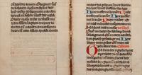 [MANUSCRIPT LEAVES -- BIBLES]. A group of 4 manuscript leaves on vellum, matted together, comprising: