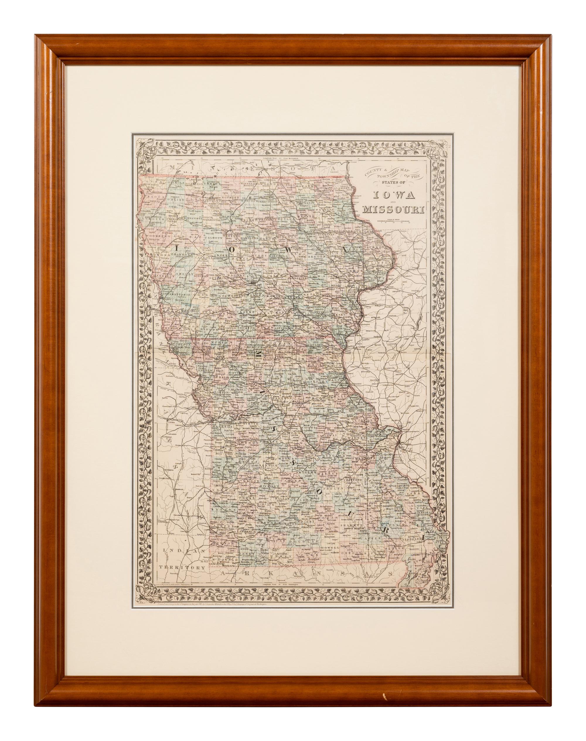 Five Framed Maps Pertaining to Illinois and the Surrounding States