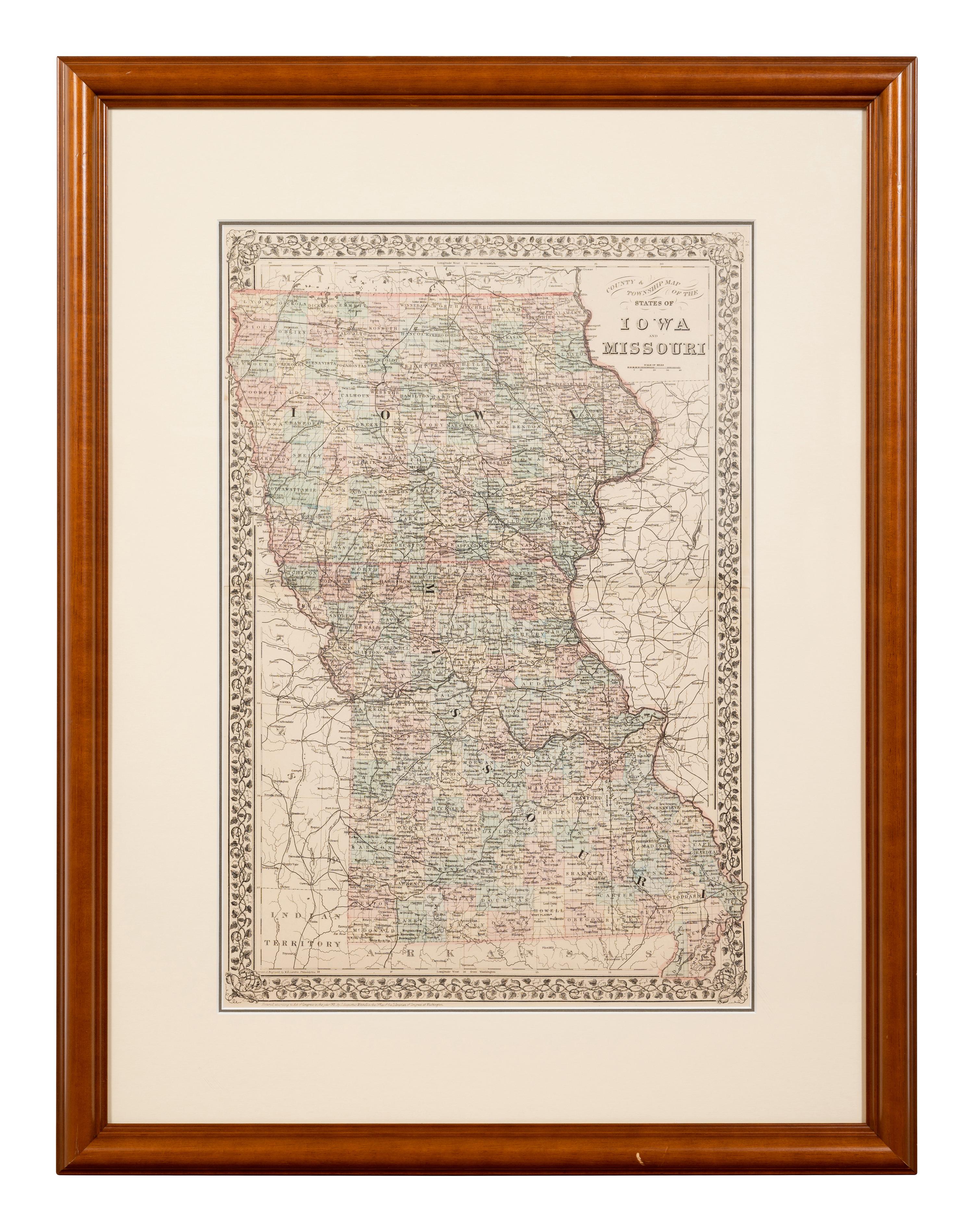 Five Framed Maps Pertaining to Illinois and the Surrounding States