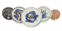 Henry Varnum Poor (American, 1887-1970), 1965-1979, a collection of five ceramic plates