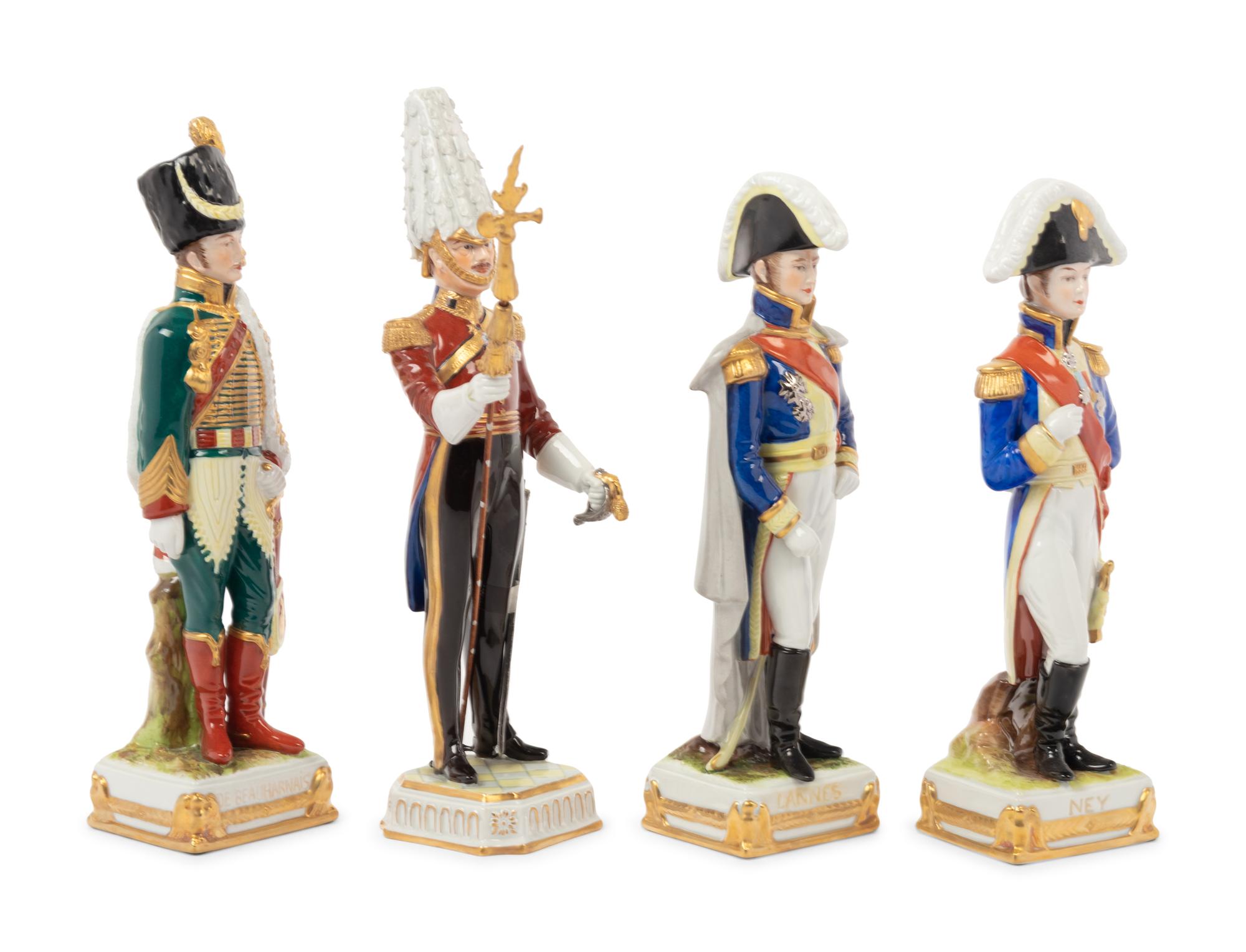 A Collection of Continental Porcelain Napoleonic Figures
