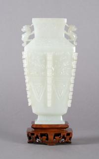 A Chinese Archaic Bronze Form Stone Vase, Height 6 1/4 inches.