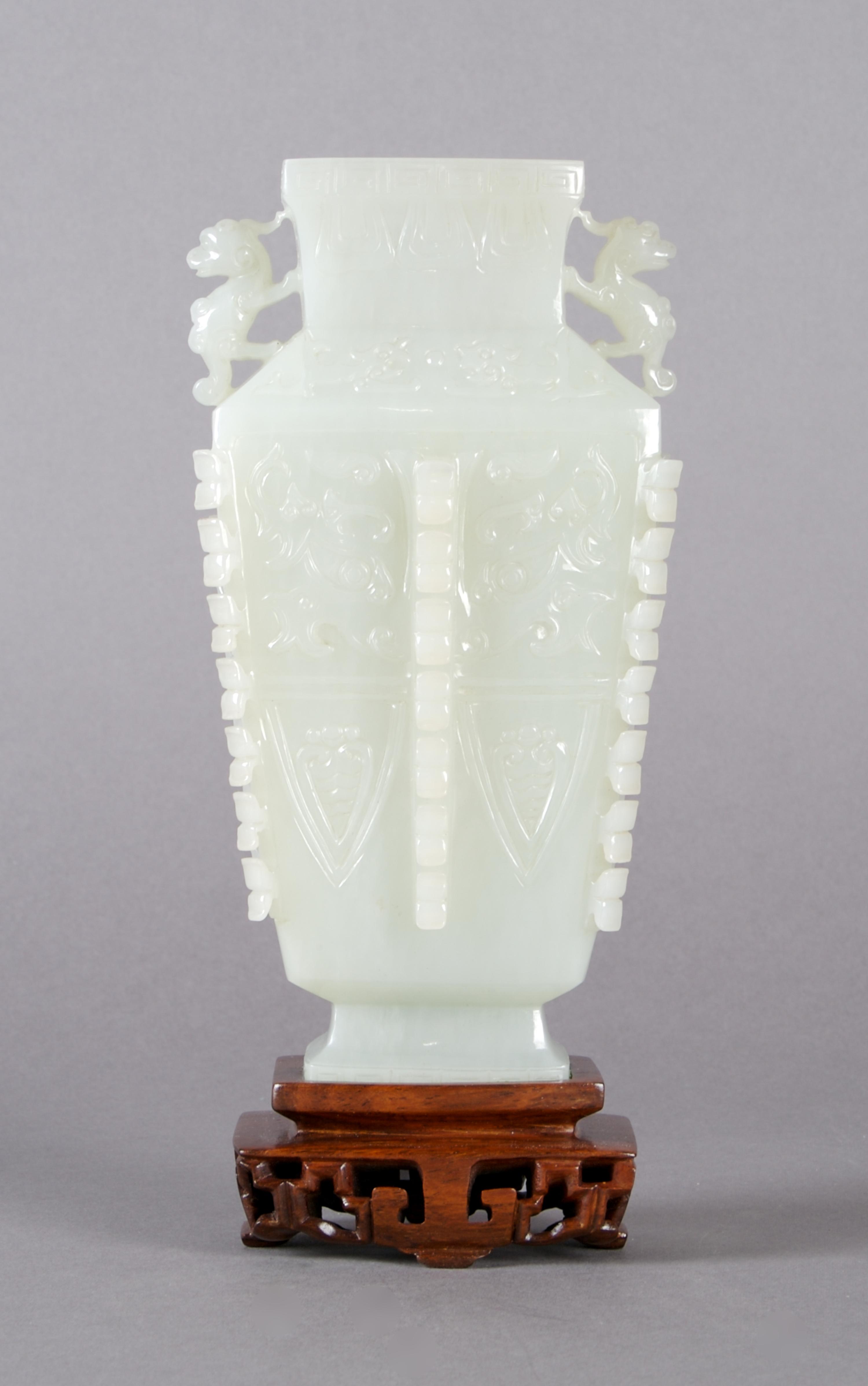 A Chinese Archaic Bronze Form Stone Vase, Height 6 1/4 inches.
