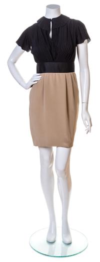 A Fendi Black and Tan Silk Dress, No size.
