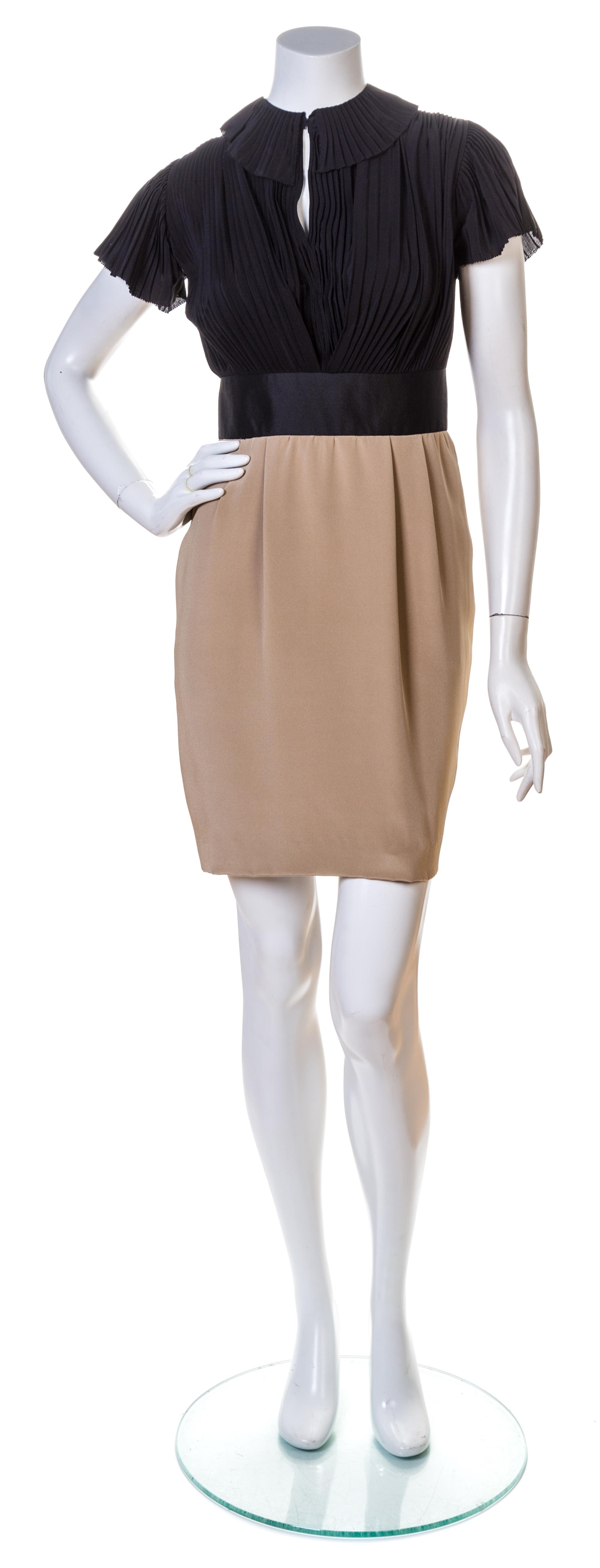 A Fendi Black and Tan Silk Dress, No size.