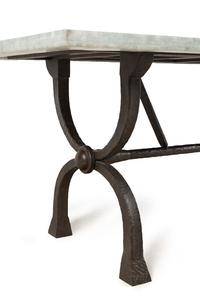 A Custom Roman Style Iron and Mosaic-Top Table