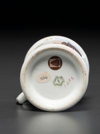 A Porcelain Occupational Shaving Mug Depicting a Steam Tractor