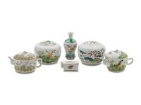 Six Chinese Famille Rose 'Flowers and Butterflies' Porcelain Articles