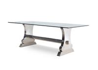A Contemporary Chrome and Glass Dining Table