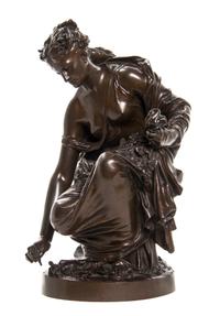 A French Bronze Figure, Henri Michel Antoine Chapu (1833-1891), Height 15 1/2 inches.