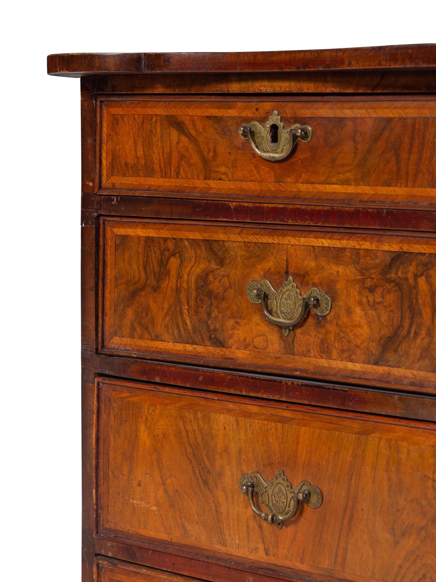 A George III Burl Walnut Chest of Drawers
