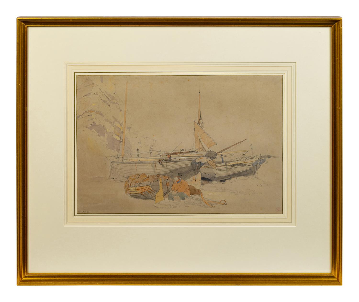 Fishing Boats Beneath the Cliffs, Hastings