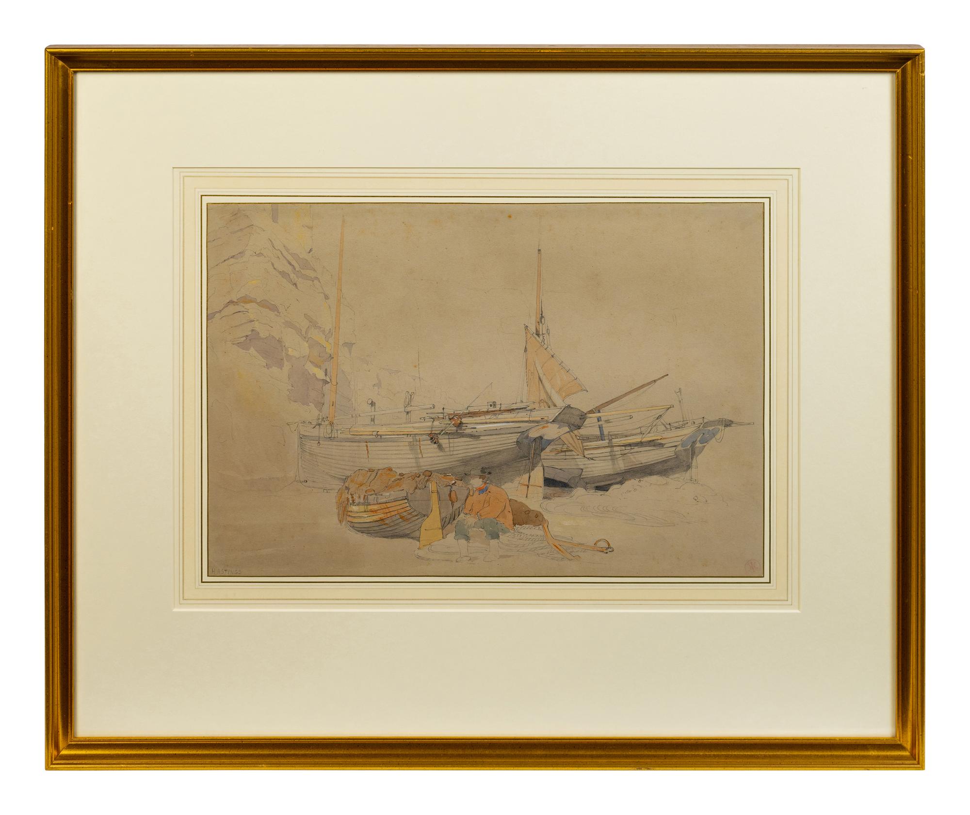 Fishing Boats Beneath the Cliffs, Hastings