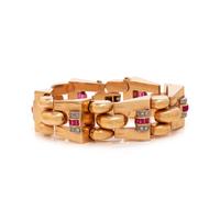 RETRO, ROSE GOLD, PLATINUM, DIAMOND AND SYNTHETIC RUBY BRACELET